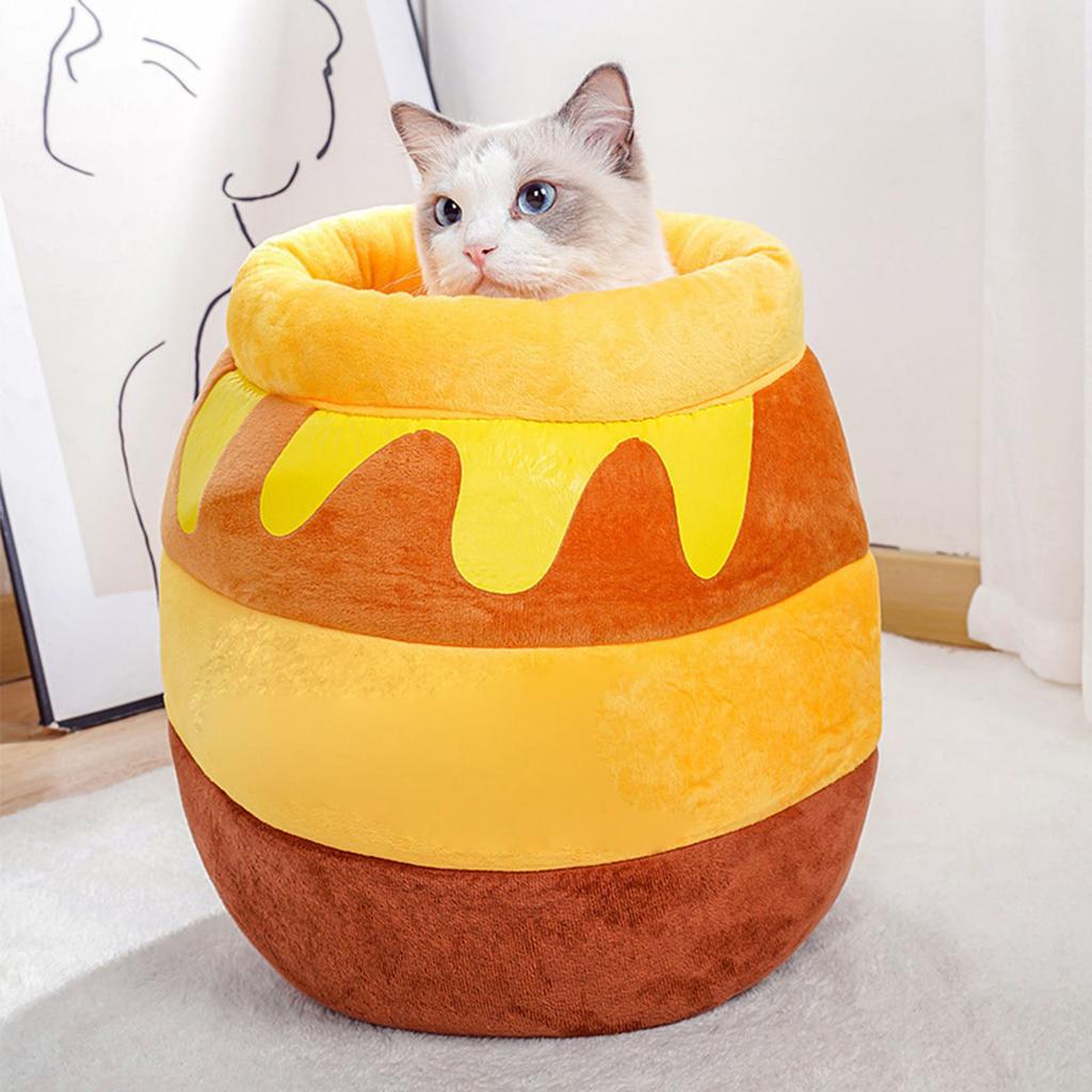 Cat Sleeping Bed Cute Warm Semi Closed Slip Resistance PP Cotton Padding Cat Cave Bed for Small Dogs Cats Pets