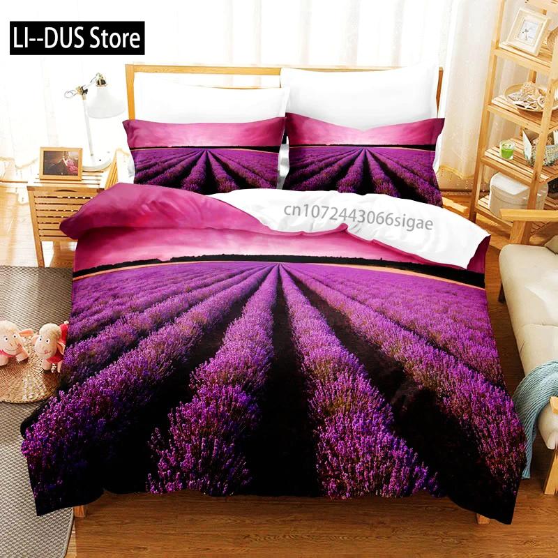 Purple Bedding Set Duvet Cover Bed Quilt Pillow Case 3D Comforter Lavender Butterfly Double Full King Queen Twin Single 2/3PCS