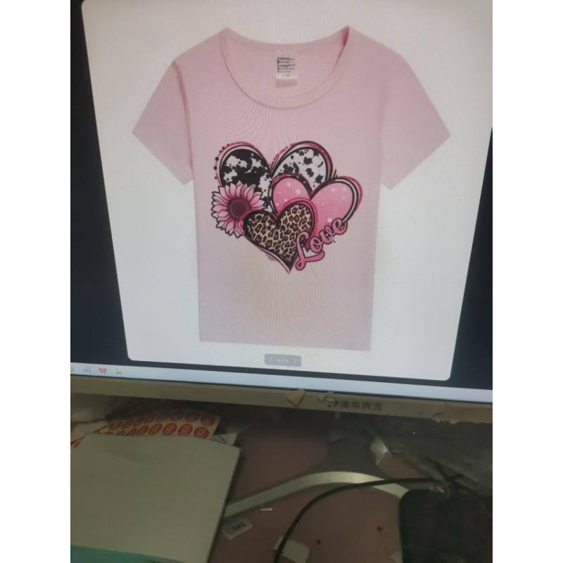 

Девочки Леопардовое Сердце Графическая Футболка с Коротким Рукавом Детская Футболка 150