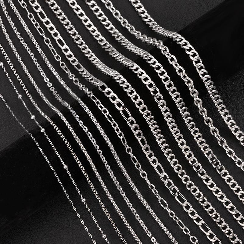 Multi-Size Titanium Steel Cuban, Figaro, Clavicle, and Hip Hop Chain Necklaces