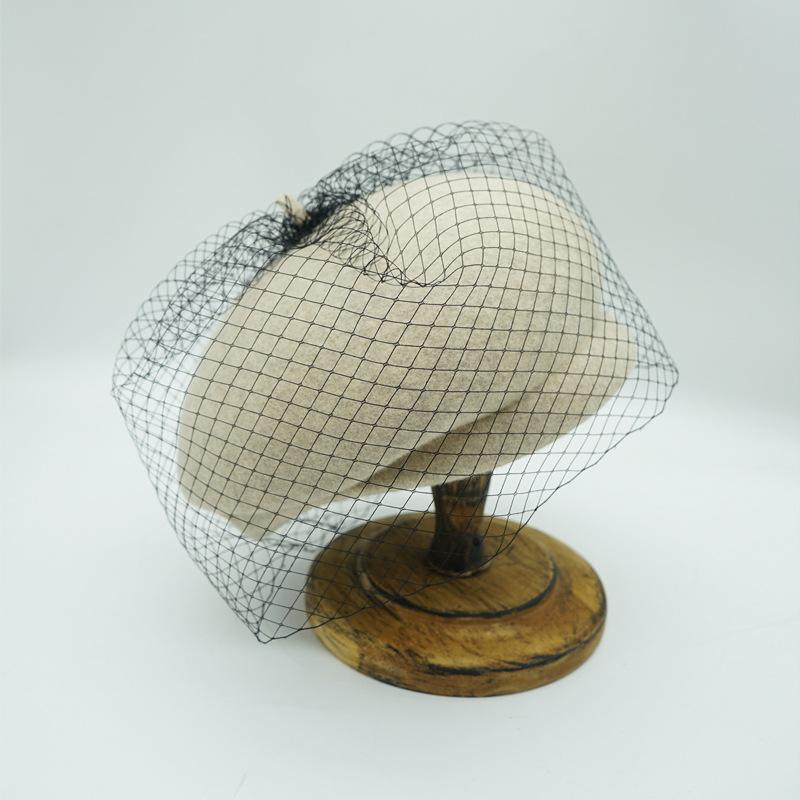 Japanese Retro Beige Mesh Wool Asymmetrical Beret Women'S Autumn And Winter French Elegant Felt Top Hat Versatile