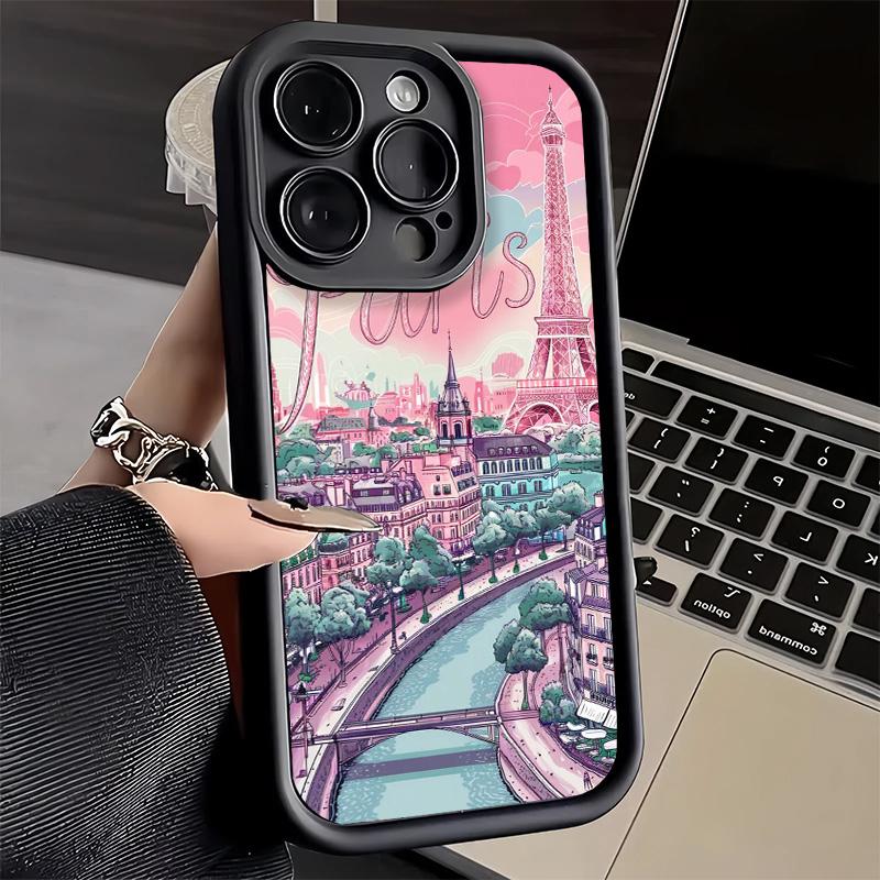 Phone Case for iPhone 17 Air 16E 15 16 Pro Max France Eiffel Tower Paris Cover 14 Plus 13 12 Mini Soft Shell Silicone Fundas