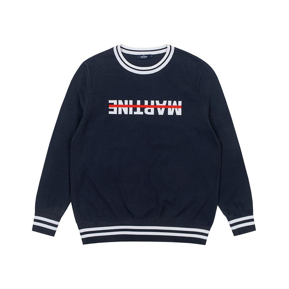 MARTINE GOLF Reverse Logo Round Knit_Navy (Men)