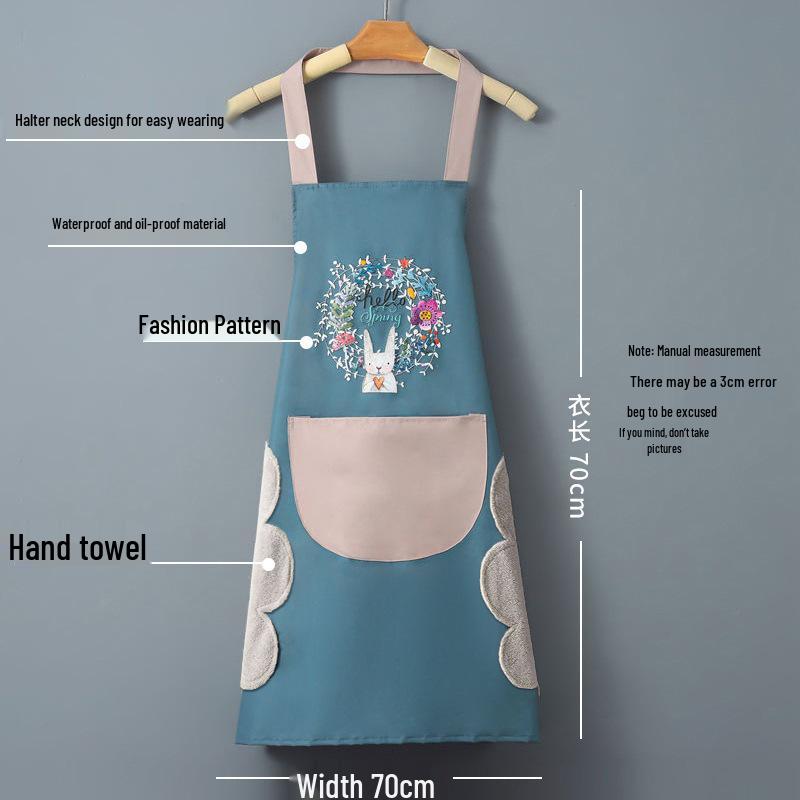 Wreath Rabbit Waterproof, Oil-Proof, Stain-Resistant, Wipeable Summer Apron for Kitchen