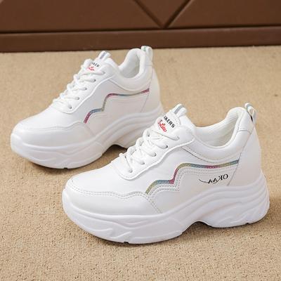 Thick-soled Inner Height-increasing Dad Shoes Women's Leather Surface Ins Autumn New Versatile Casual Sports Shoes