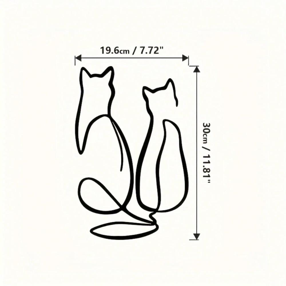 

Modern Metal Cat Wall Art Minimalist Line Design Geometric Animal Decor Love Theme TY9698