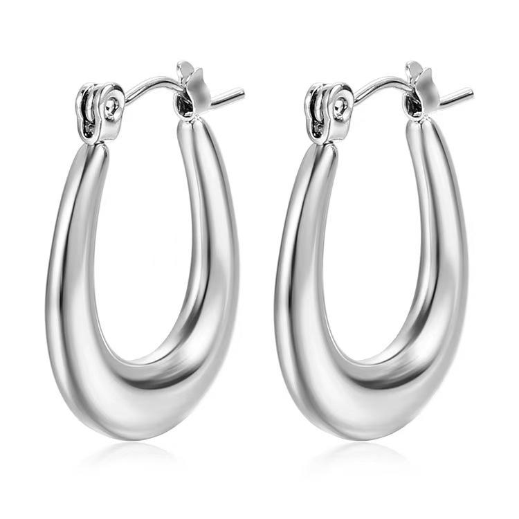 European and American Fashion Geometric Light Luxury High-end Titanium Steel Earrings Gold and Silver U-shaped High-end Simple and Versatile Earrings