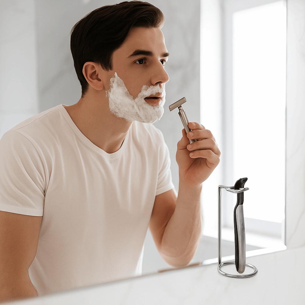 Portable Stainless Steel Shaver Storage Rack Silver Safety Shaver Holder Easy Carry Shaver Stand Shaving Kit