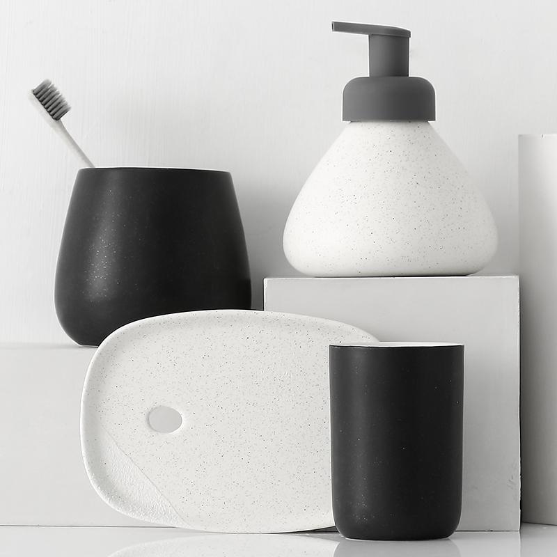 Nordic Ceramics Bathroom Supplies Four Piece Set Home Bathroom Accessories Five-piece Set Lotion Bottle Mouthwash Cup Soap Dish