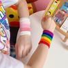 Fitness Women Badminton Soft Cotton Warm Bracers Wristband Rainbow Color Hand Wrap