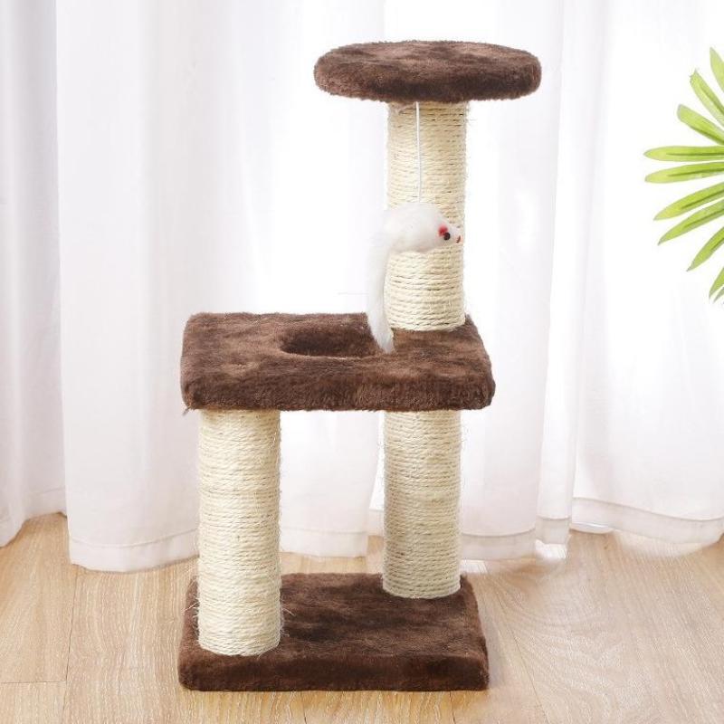 3-Layers Cats Toys Scratching Post Sisal Rope Three Pillars For Kitten Grind Claw Cat Climbing Frame Posts Pet Furniture