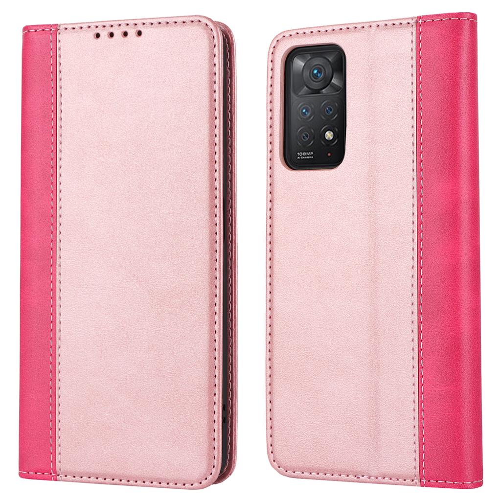For Xiaomi Redmi Note 11 Pro Case Calf Texture 3 Card Slots Color Splicing Leather Phone Cover