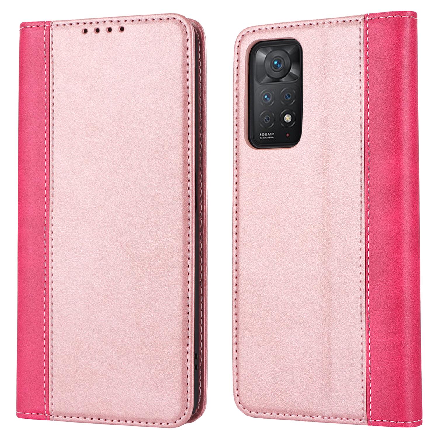 

For Xiaomi Redmi Note 11 Pro Case Calf Texture 3 Card Slots Color Splicing Leather Phone Cover F
