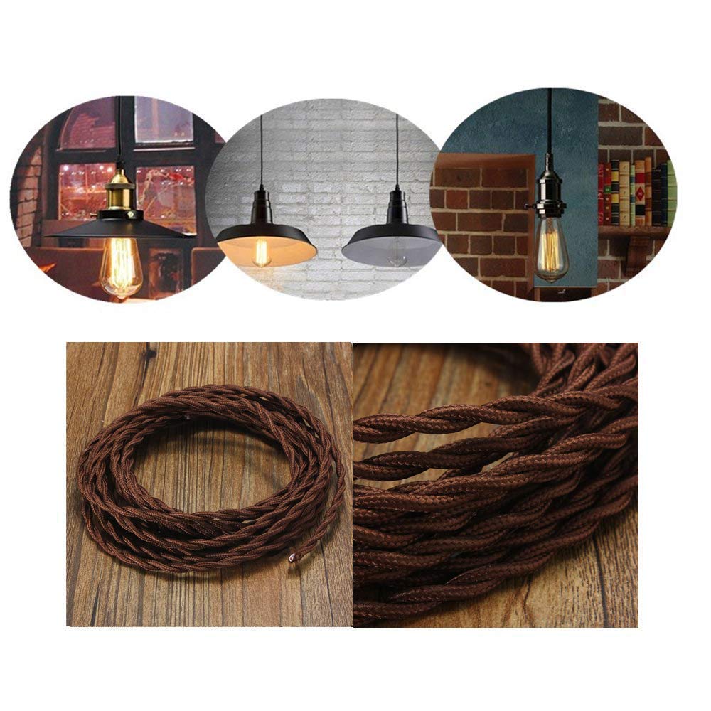 

33 Retro Style Braided Wire for DIY Weave Rope Open Wires Replacement Antique Industrial Electrical Cord Brown