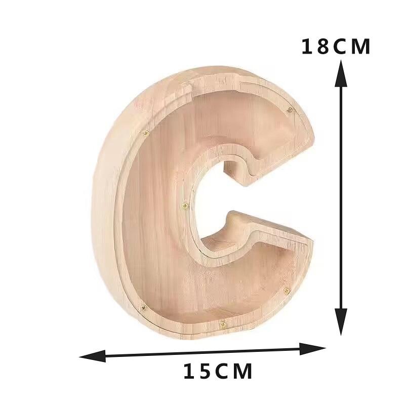 Twenty-Six English Alphabet Moneybox Coin Money Piggy Bank Wooden Letter Saving Box Desktop Ornament Home Decor