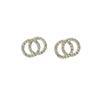 Hollow Double Circles Round Twist Knot Crystal Full Rhinestone Stud Earring for Women Temperament Wedding  Zircon Girl Gift