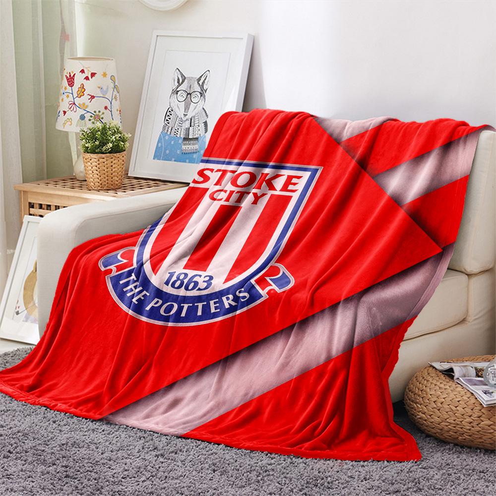 Stoke City Football Club Flanelldecke mit Aufdruck, Hohe Qualität, Bequem für alle Jahreszeiten, Heimdekoration, Wärme und Komfort