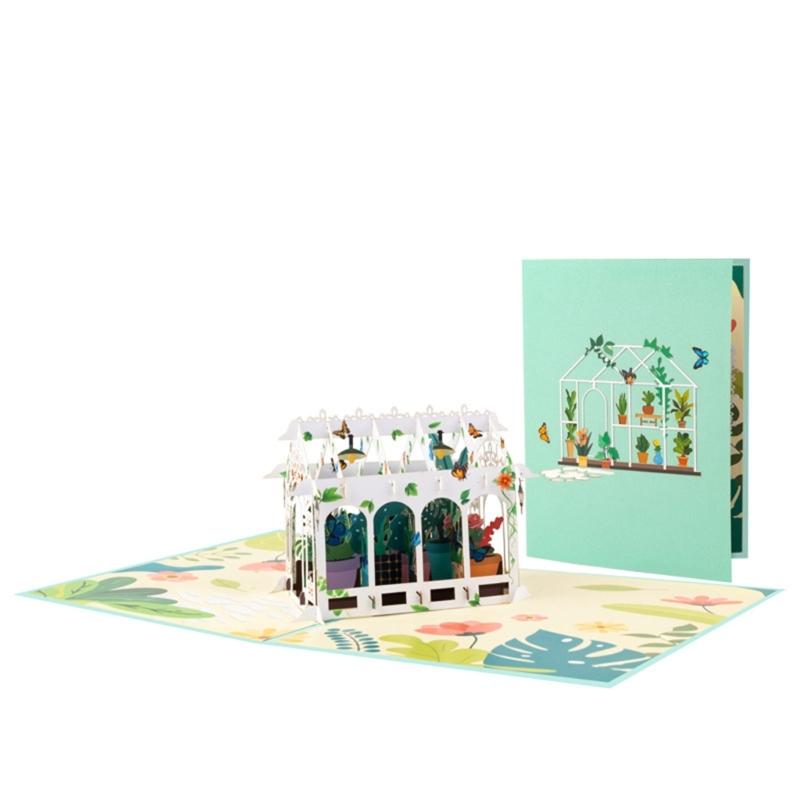 Elegant 3D Foldable Flower House Card Personalized Foldable Glass HouseCard Lovely Floral Greeting for Friend and Family