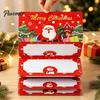 Decorative Cardboard Holder Christmas Cash Gift Envelopes, 6 Slots Foldable Money Holder, DIY Santa Claus Box Holiday Card Booklet for Xmas