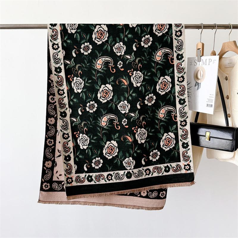 Cashmere Scarf for Women Winter Bufanda Floral Design Thick Shawl Wraps Warm Female Blanket Stoles Echarpe Femme Pashmina