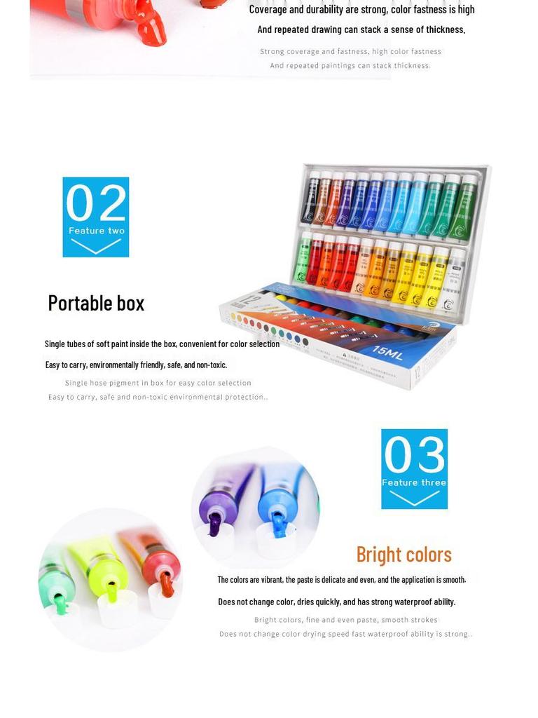 15ml Hand-Painted Acrylic Paint Set for Wall, Flower Pot, and Stone Painting