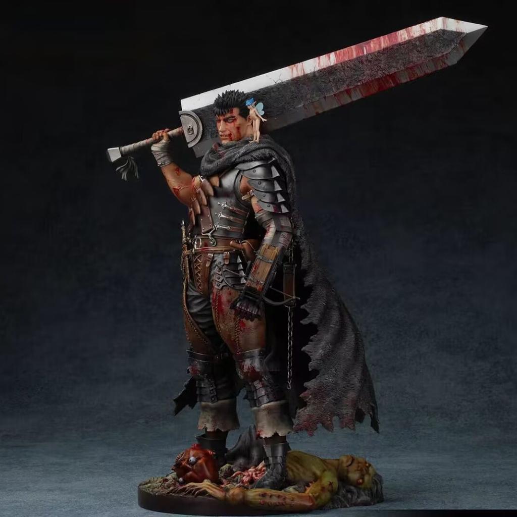 32cm Guts The Black Swordsman Statue Anime Figure Dual Head Sculpts Premium Collectible Model Display with Poseable Articulated Scale Detailed Movable