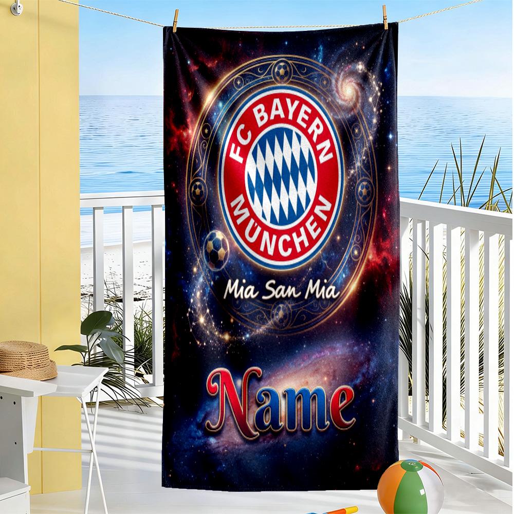 Bayern Munich Galaxy Personalized Name Beach Towel Super Soft & Absorbent Suitable for Sports Travel Swimming Yoga Bathroom Beach And Pool