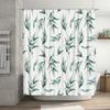 Watercolor Green Leaves Shower Curtain Waterproof Bath Rug Decor Modern Home Decoration 3D Printed Polyester Fabric White Green
