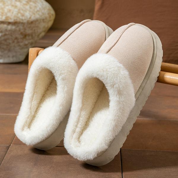 Suede Cotton Slippers Autumn and Winter Thick-soled Velvet Comfortable Home Warmth Half a Pack of Cotton Drag Couple Bedroom Shoes