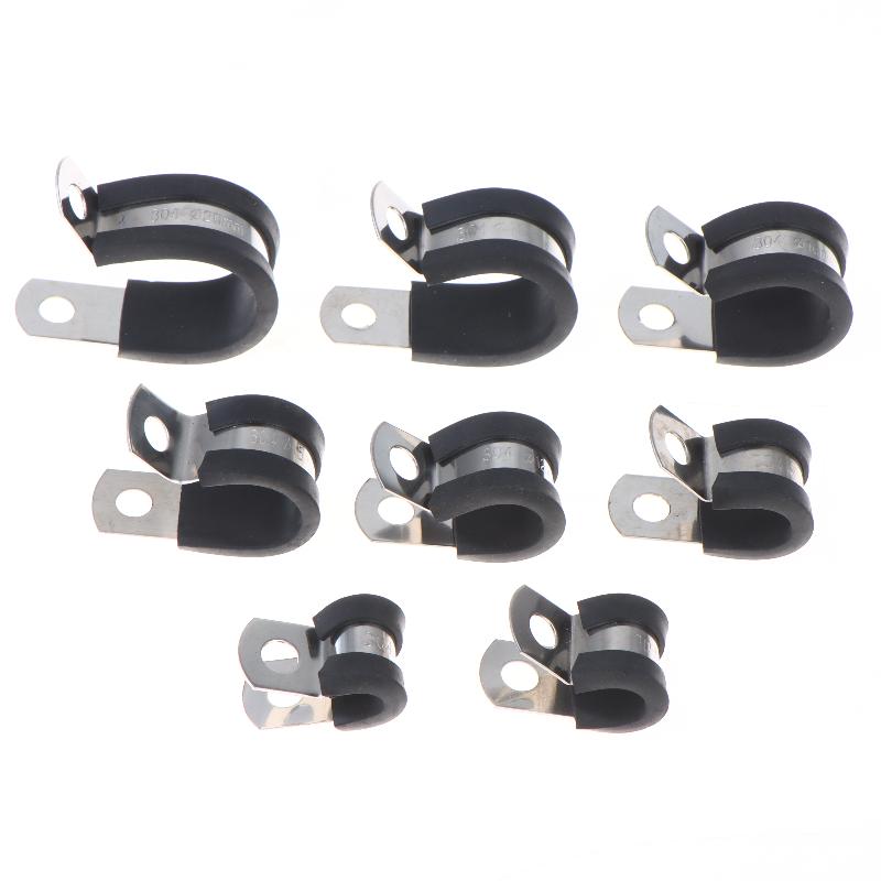 10Pcs Stainless Steel Cable Clamp 6-20mm Insulated Wire Hose Mounting Clip for Off-Road Vehicle Wiring Plumbing Repairs