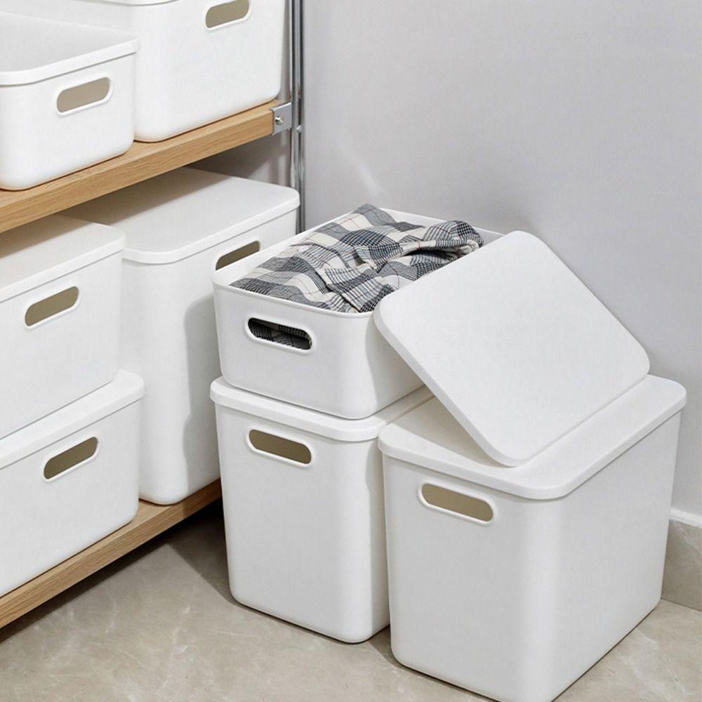 Neue stapelbare Aufbewahrungsbox mit Deckel, Kunststoff, Praktische Tisch-Organizer-Box, Solider Behälter für Zuhause, Schlafzimmer