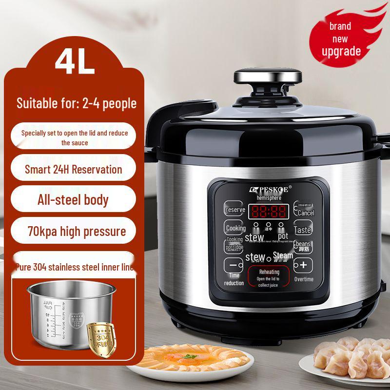 Компактная электрическая скороварка из нержавеющей стали, 2,5 л - 6 л, умная скороварка для риса высокого давления на 1-3 человек.