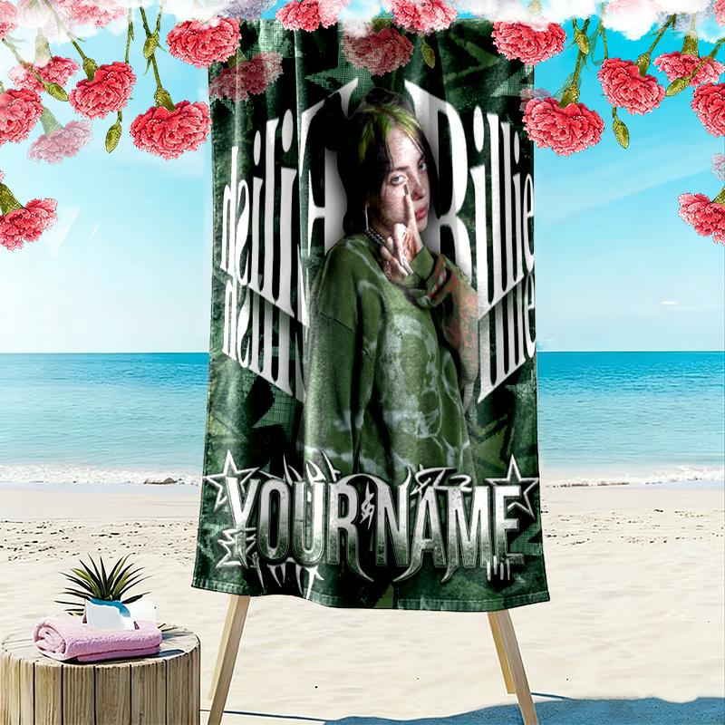 Name Custom Billie Poster Print Beach Towel, Large Soft Quick Dry Towel for Beach Camping Swimming