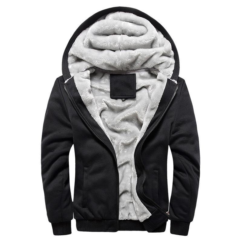 Men S Korean Style Fleece Lined Zip Up Hooded Sweatshirt For Casual Wear
