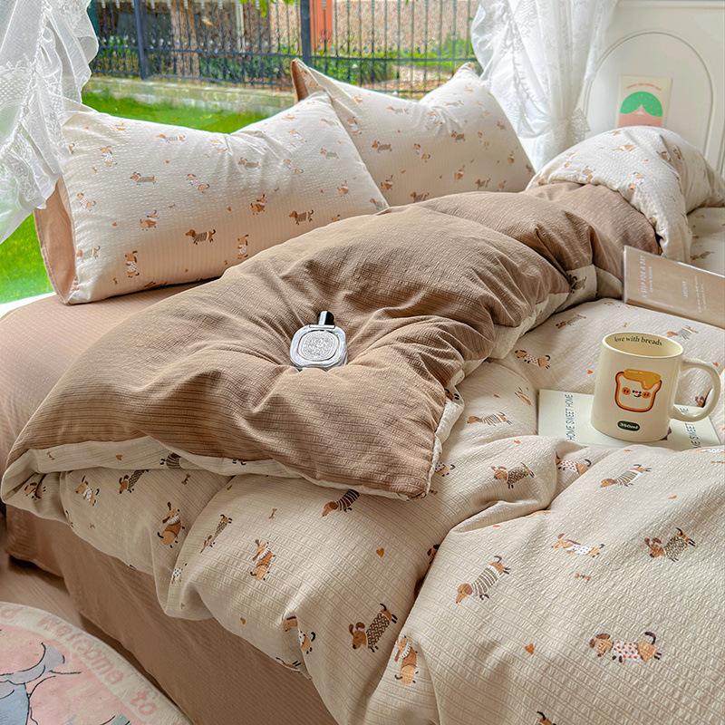 

Весенне-летний комплект из четырех предметов класса А для беременных и младенцев из стиранного хлопка для общежития, чисто хлопковое односпальное покрывало, шапка на кровать, постельное белье 1.2m 4pcs quilt 1.5*2m