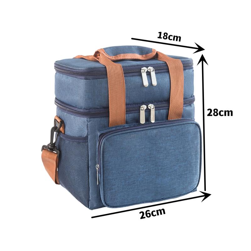 Çift Katmanlı Yalıtımlı Öğle Yemeği Çantası Yüksek Kapasiteli Piknik Bento Kutusu Yemek Kese Gıda Termal Soğutucu Teslimat Çantaları Kadın Erkek için