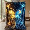 Sun Moon Butterfly Theme Blanket Lightweight Warm Flannel Blanket Decorative Throw Blanket for Home Decoration