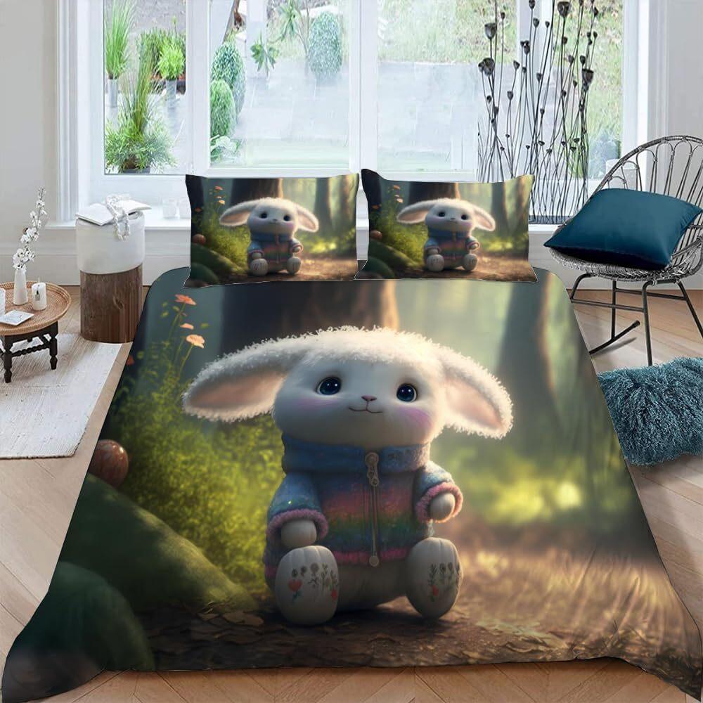 3D Tiger Rabbit Snake Pig Snail Unicorn Chick Fish Doona Duvet Quilt Cover Set