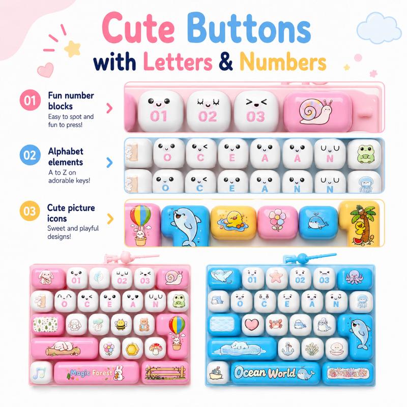 Keycap Fidget Keychain 26 Key Clicker Mini Keyboard Button Sensory Toy for Adults Kids ADHD Anxiety Relief