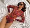 Women's Sexy V-Neck Printed One-Piece Swimsuit