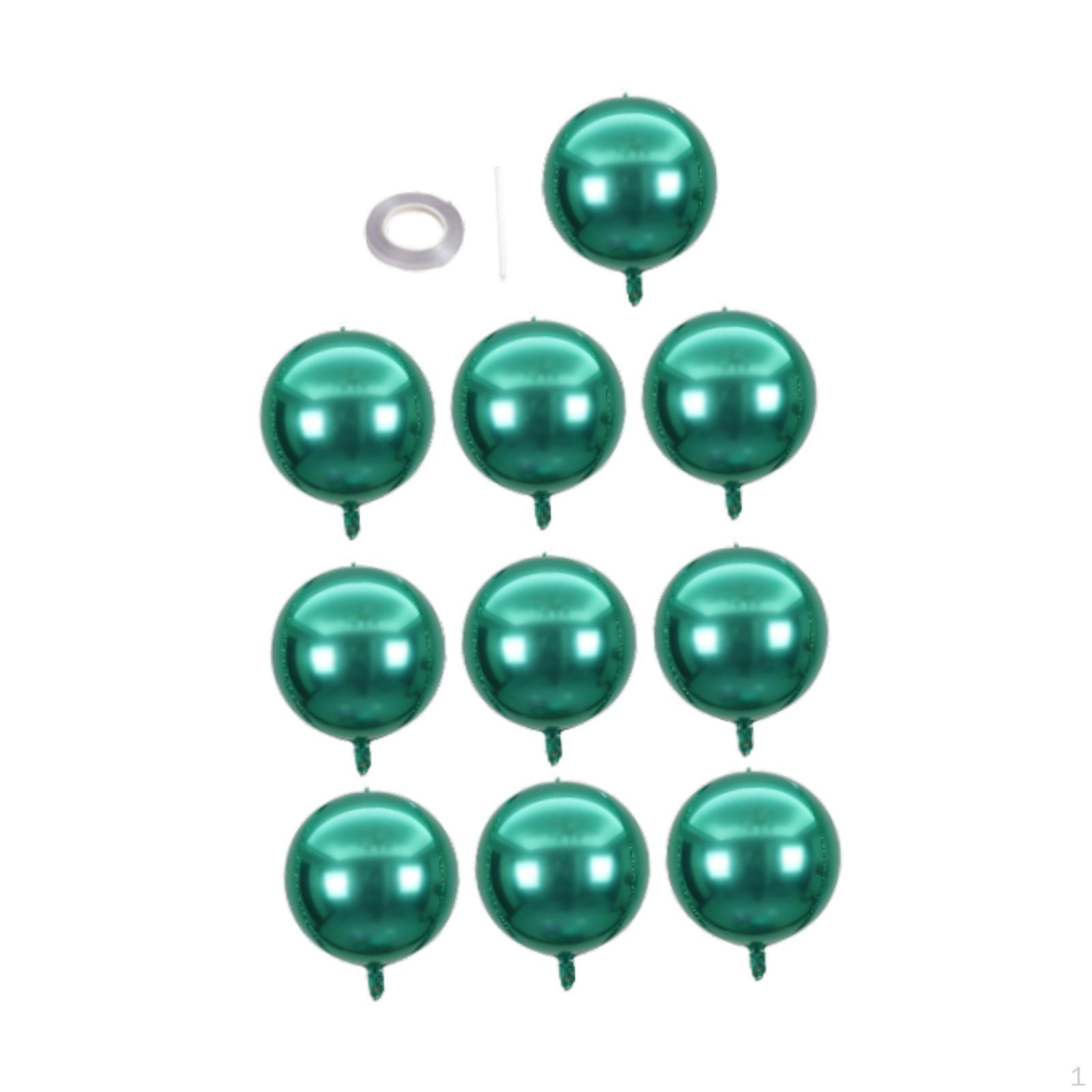 

10 штук 22-дюймовых фольгированных шаров с лентой и трубкой для надувания круглой формы для вечеринок Green