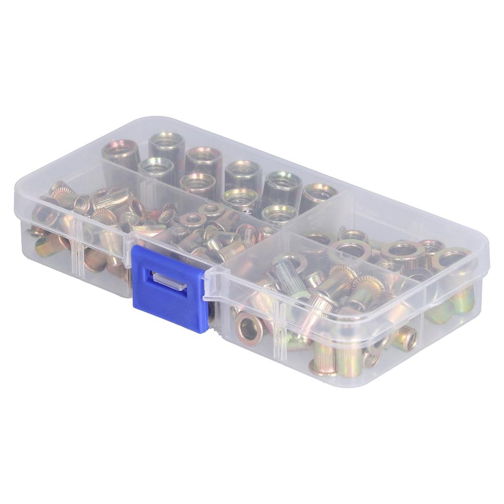 100PCS Threaded Inserts M3‑M8 Portable Galvanized Carbon Steel High Strength Rivet Nuts Assortment100PCS