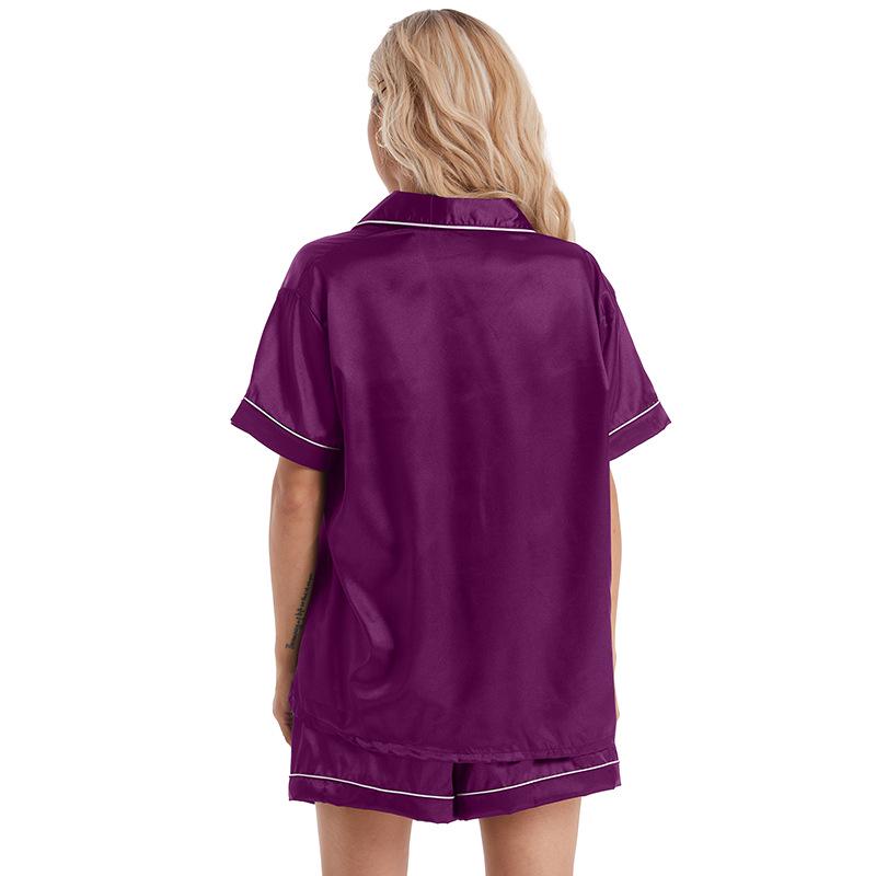 European & American Style Women's Imitation Silk Short Sleeve Pajama Set - Plus Size Available