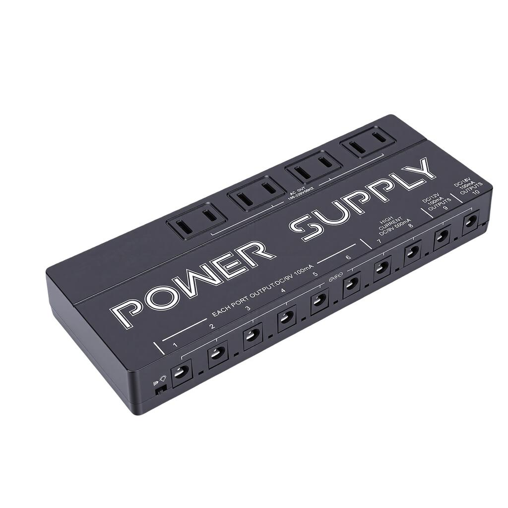 Guitar Effects Pedal Power Supply 10 Output Noise Reduction 9V 12V 18V Effect Pedal Power Supply Aluminum Alloy Case