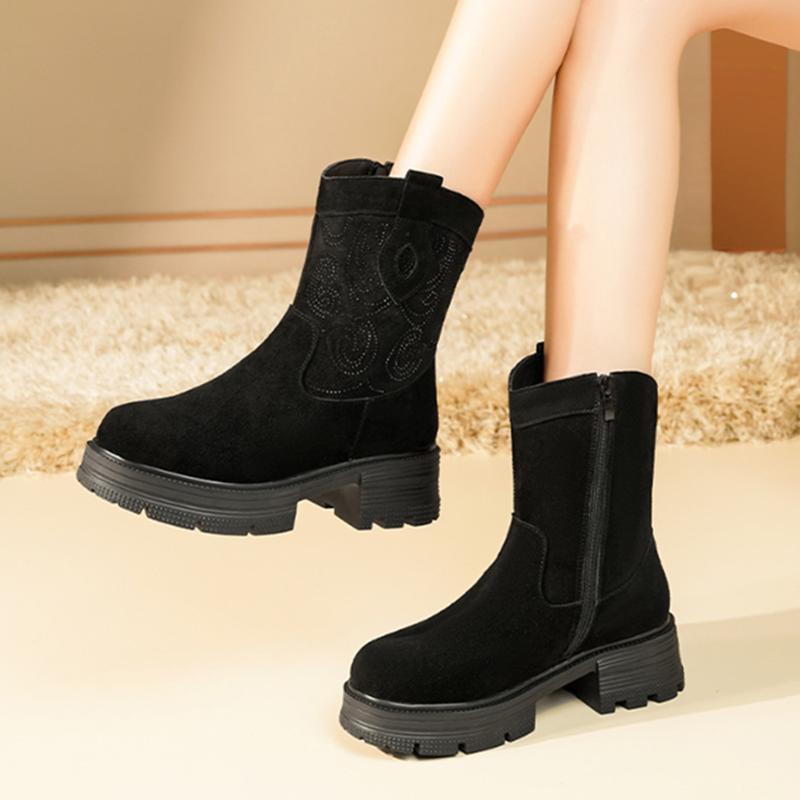 Fashion AIYUQI Western Cowboy Boots Women 2025 New Genuine Leather Winter Shoes Boots Women Short Tube Fashion Women's Snow Boots