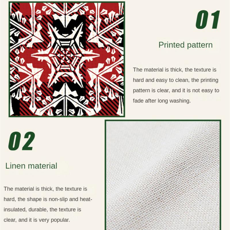 Neue Weihnachten Digital bedrucktes Platzset Feiertagsfeier Esstisch Wärmeisoliert Schmutzabweisend Tischmatte