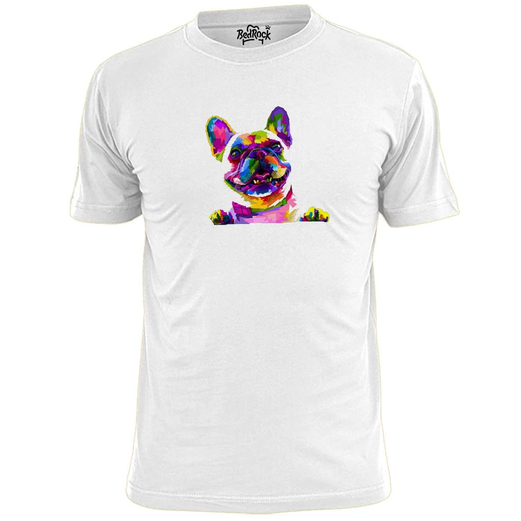 Mens Colouful French Bulldog T shirt Pets Mans Best Friend Pooch
