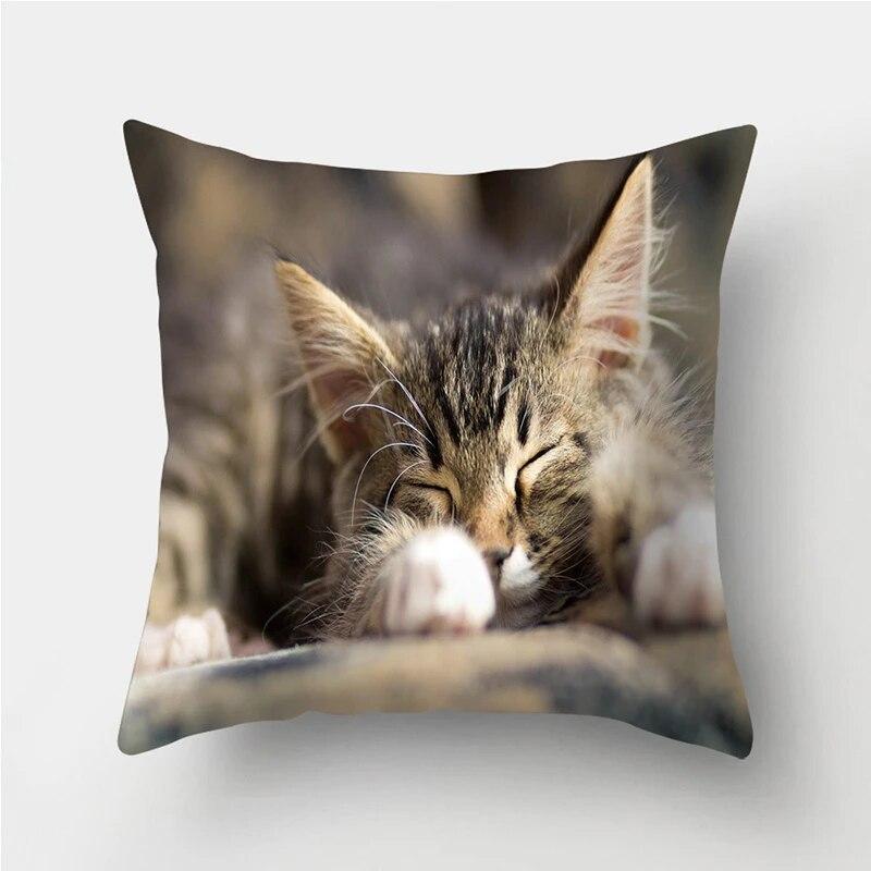 Cute Cat Print Decorative Cushion Pillowcase  Cover Pillow Sofa Living Room