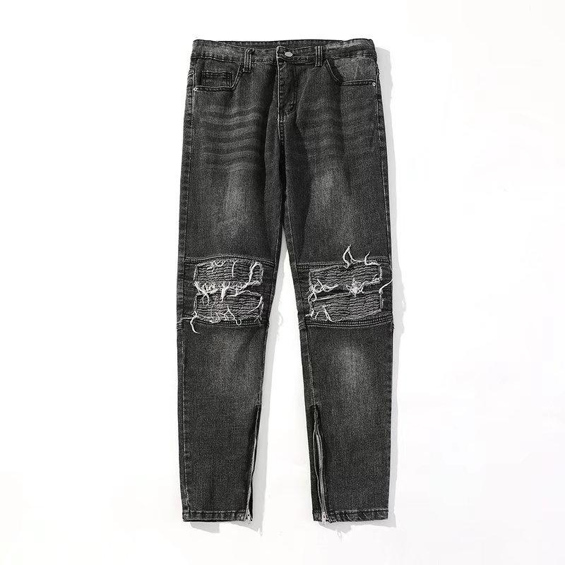 Men's Slim Fit Distressed Jeans - Autumn Washed Hip-Hop Style Straight Pants