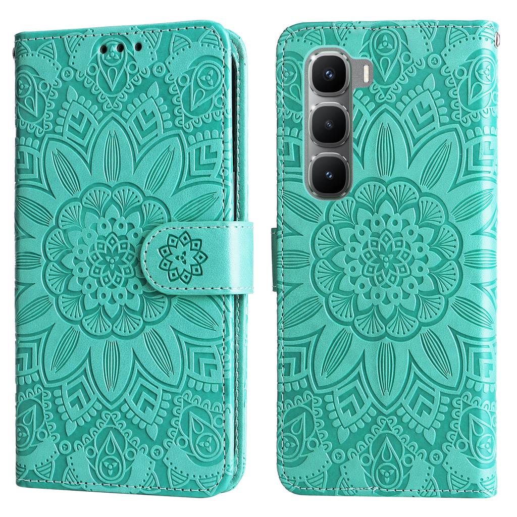 For Infinix Hot 60 Pro 4G Case Sunflower Imprint Leather Wallet Phone Cover